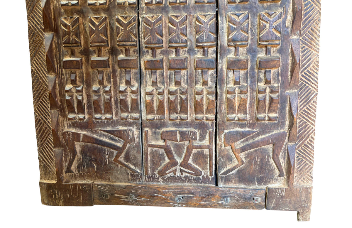 #1350  Vintage  Dogon Granary Door With Nommo Ancestors  Mali African 7.75" H