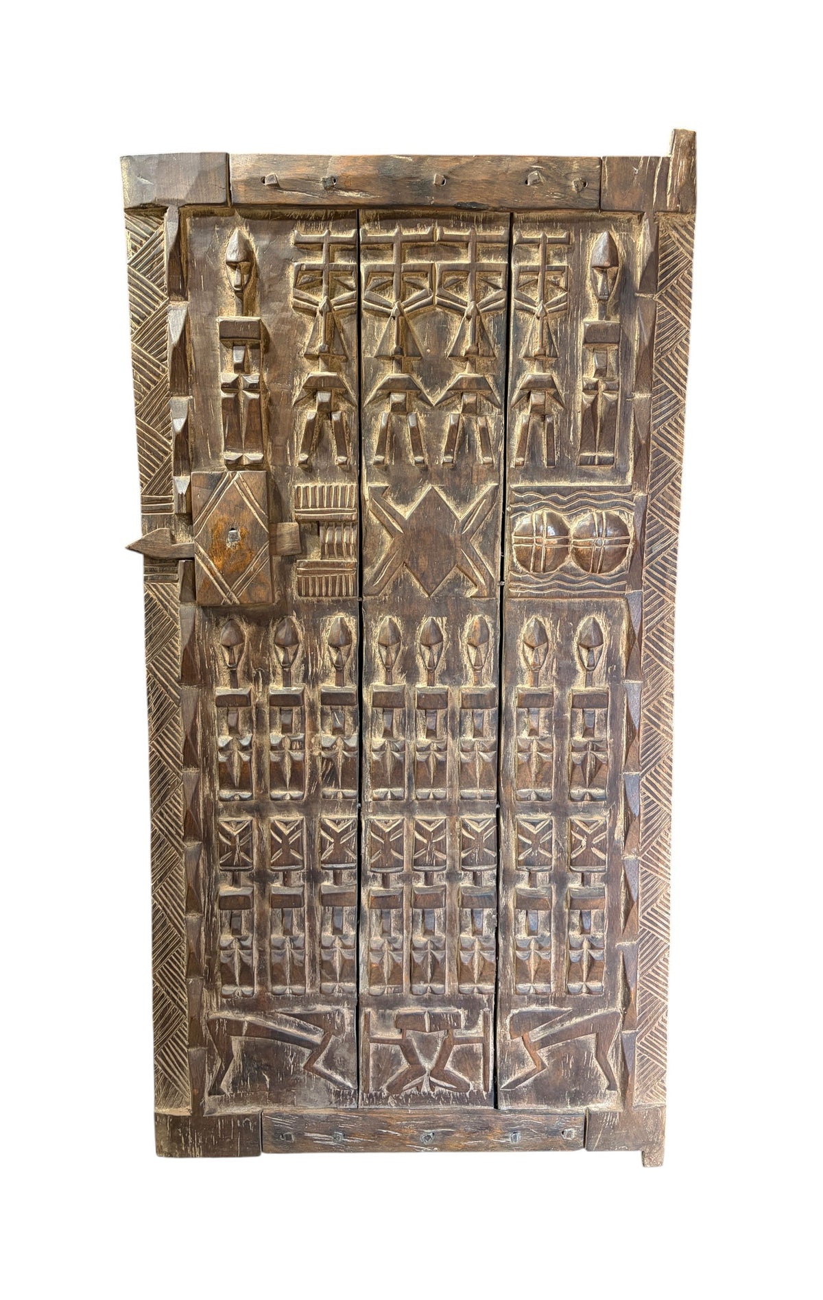 #1350  Vintage  Dogon Granary Door With Nommo Ancestors  Mali African 7.75" H