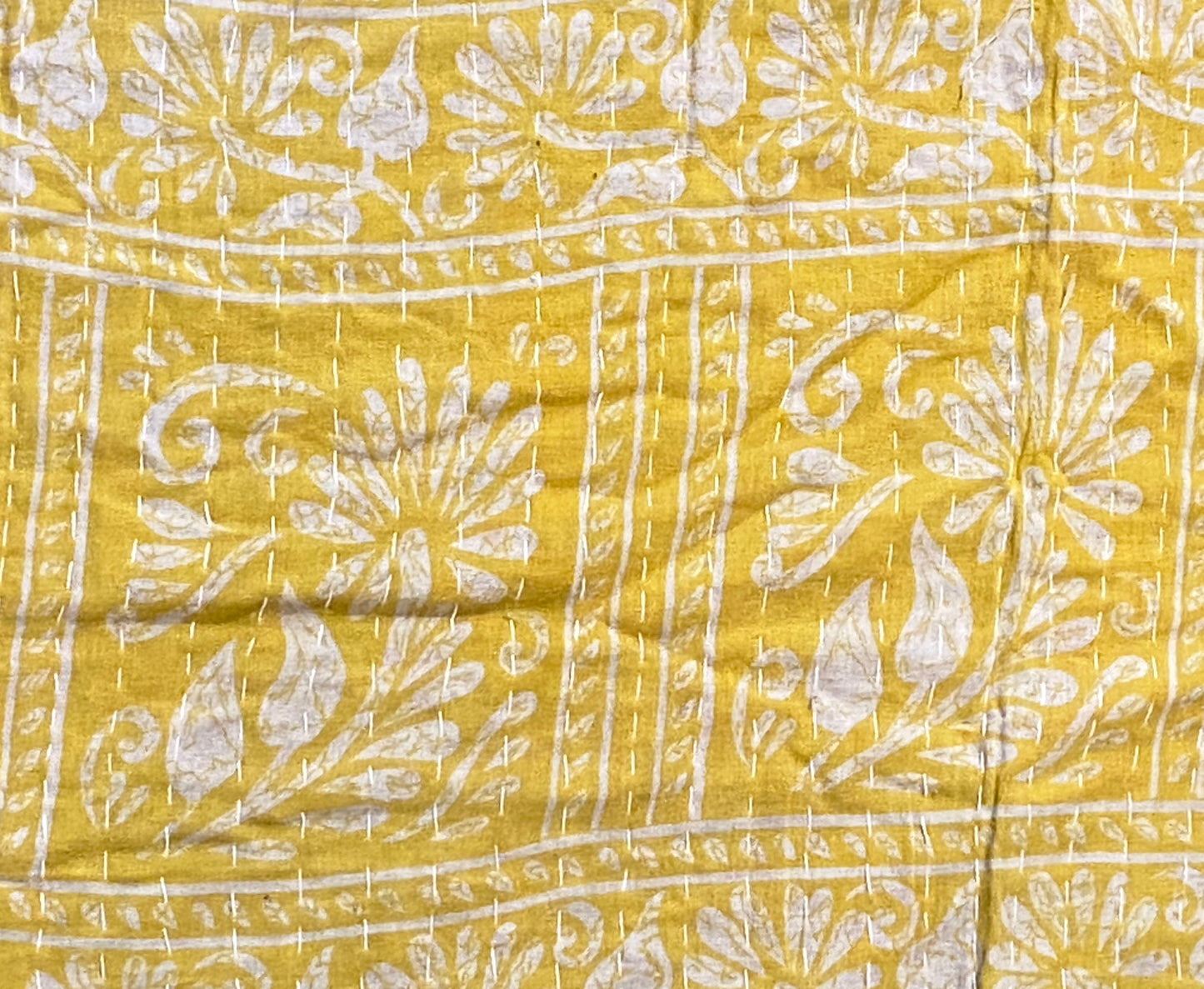 #7061 Vintage Indian Cotton Throw Kantha Quilt 51" w by 89" H