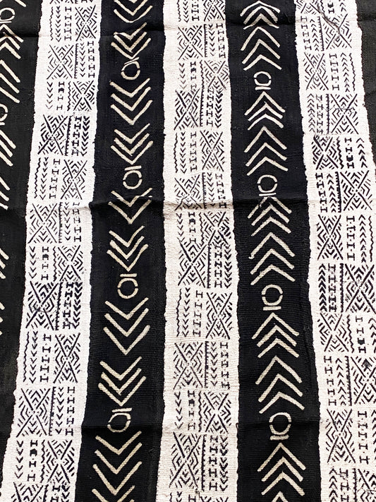 # 7065 African Black and White Mud Cloth Textile Mali 63" by 37"