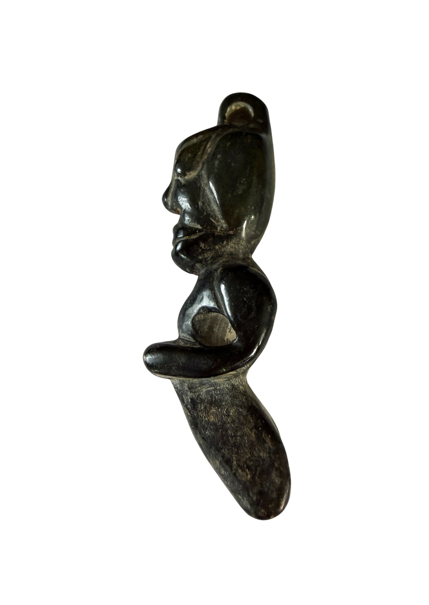 #462  HongShan  Style Culture Black carved Jade  Primitive figure 3.5" H