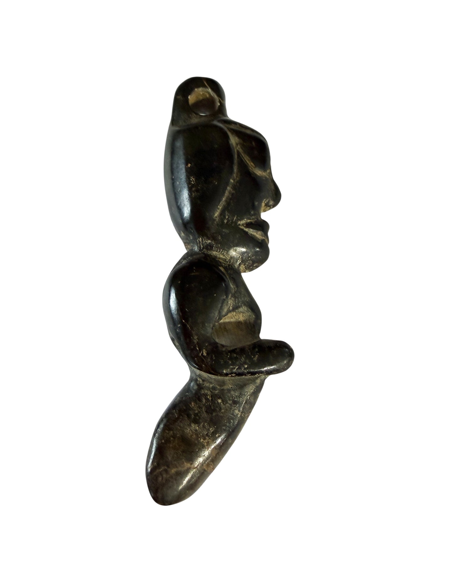#462  HongShan  Style Culture Black carved Jade  Primitive figure 3.5" H