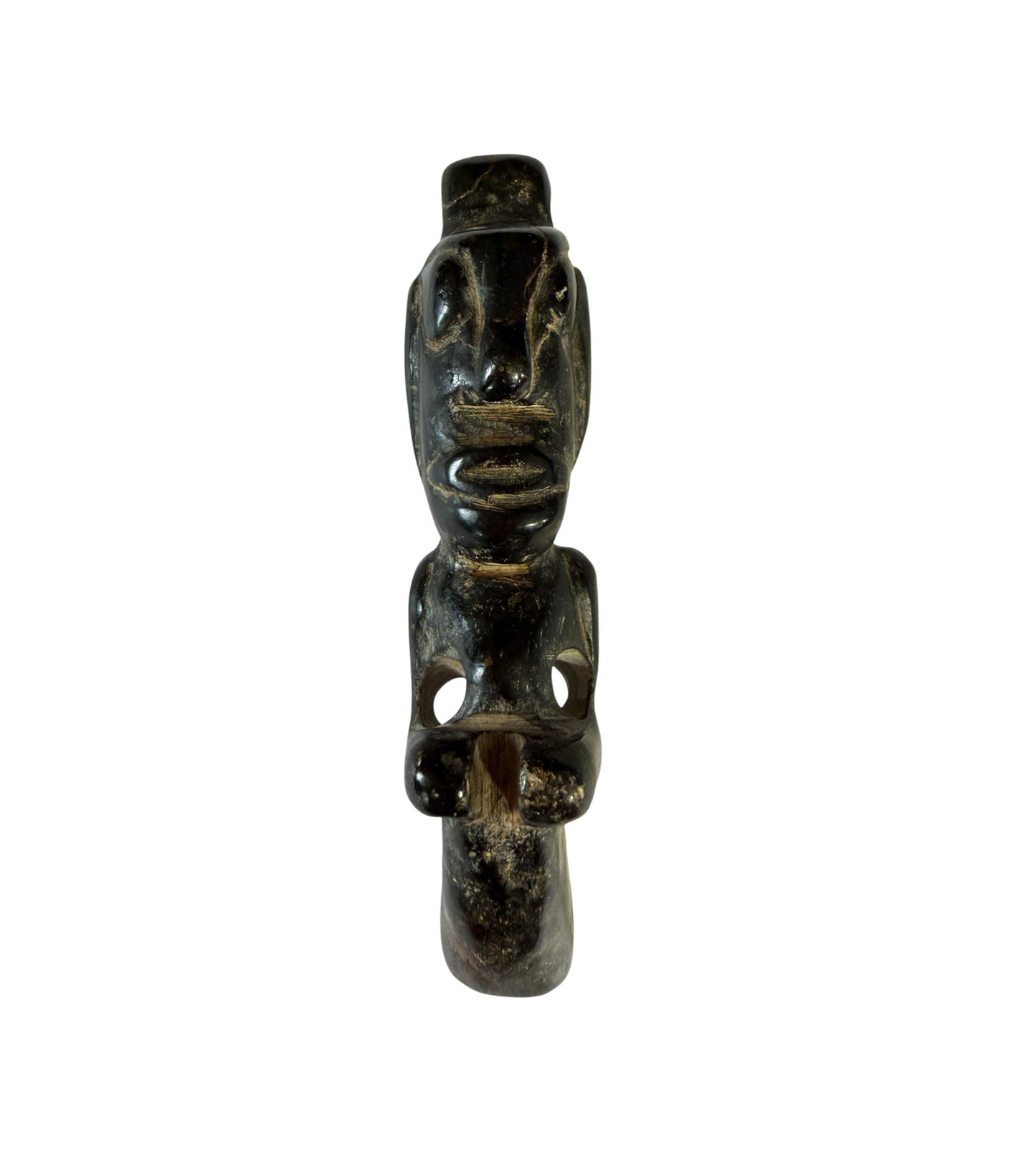#462  HongShan  Style Culture Black carved Jade  Primitive figure 3.5" H