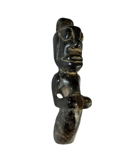 #462  HongShan  Style Culture Black carved Jade  Primitive figure 3.5" H