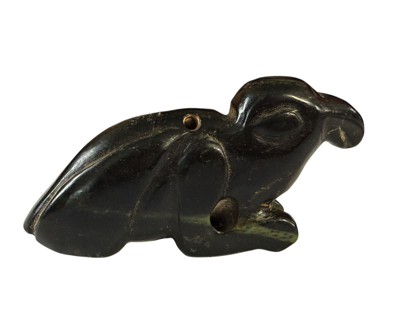 #468  HongShan  Style Culture Black carved Jade  Primitive figure of a bird  1.5" H