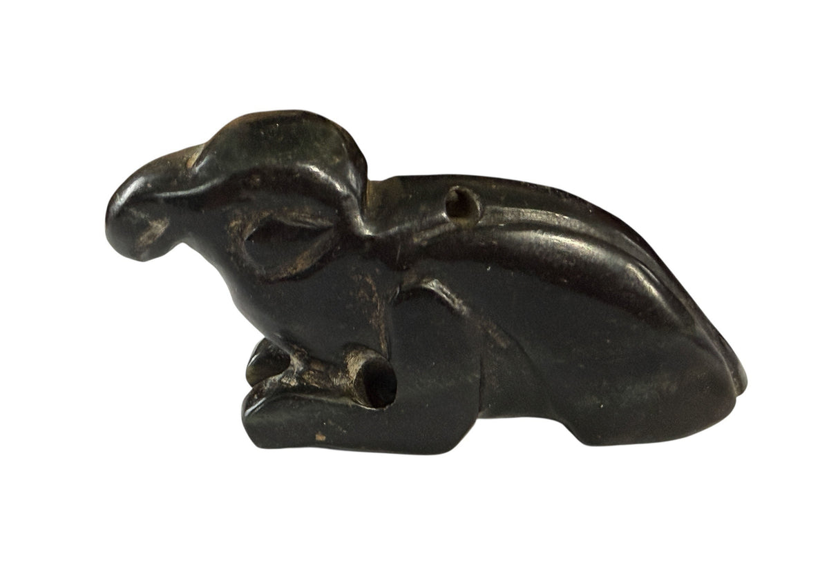 #468  HongShan  Style Culture Black carved Jade  Primitive figure of a bird  1.5" H