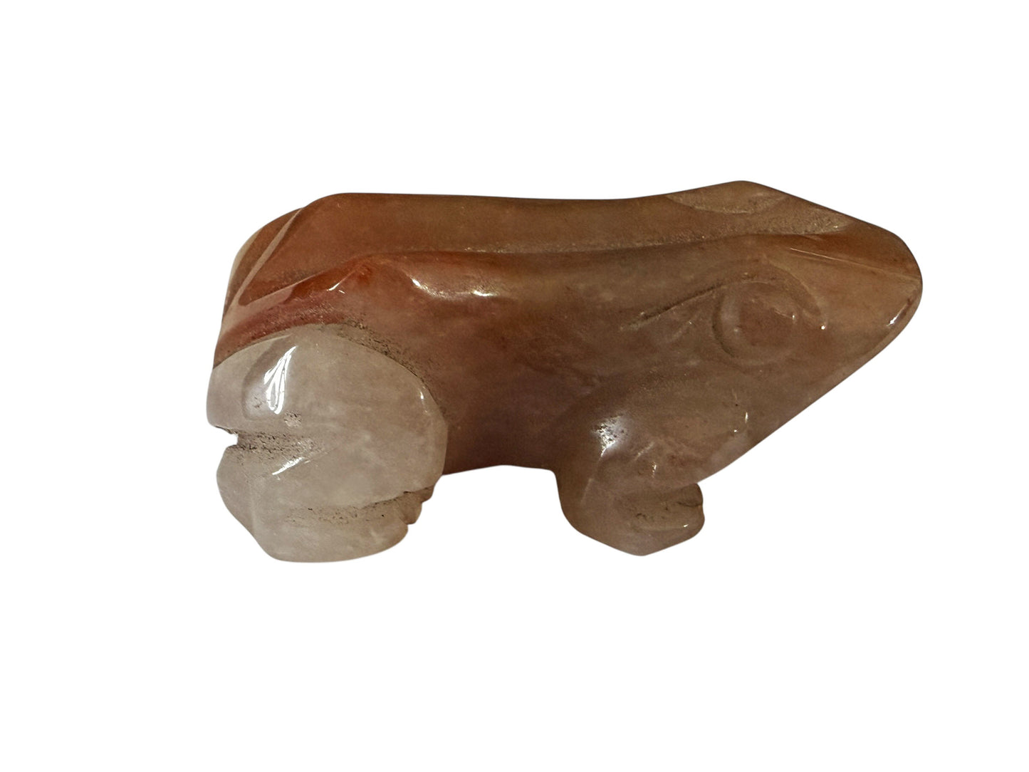 #389/89 Vintage set of two hand-carved frog sculptures/ soapstone /agate