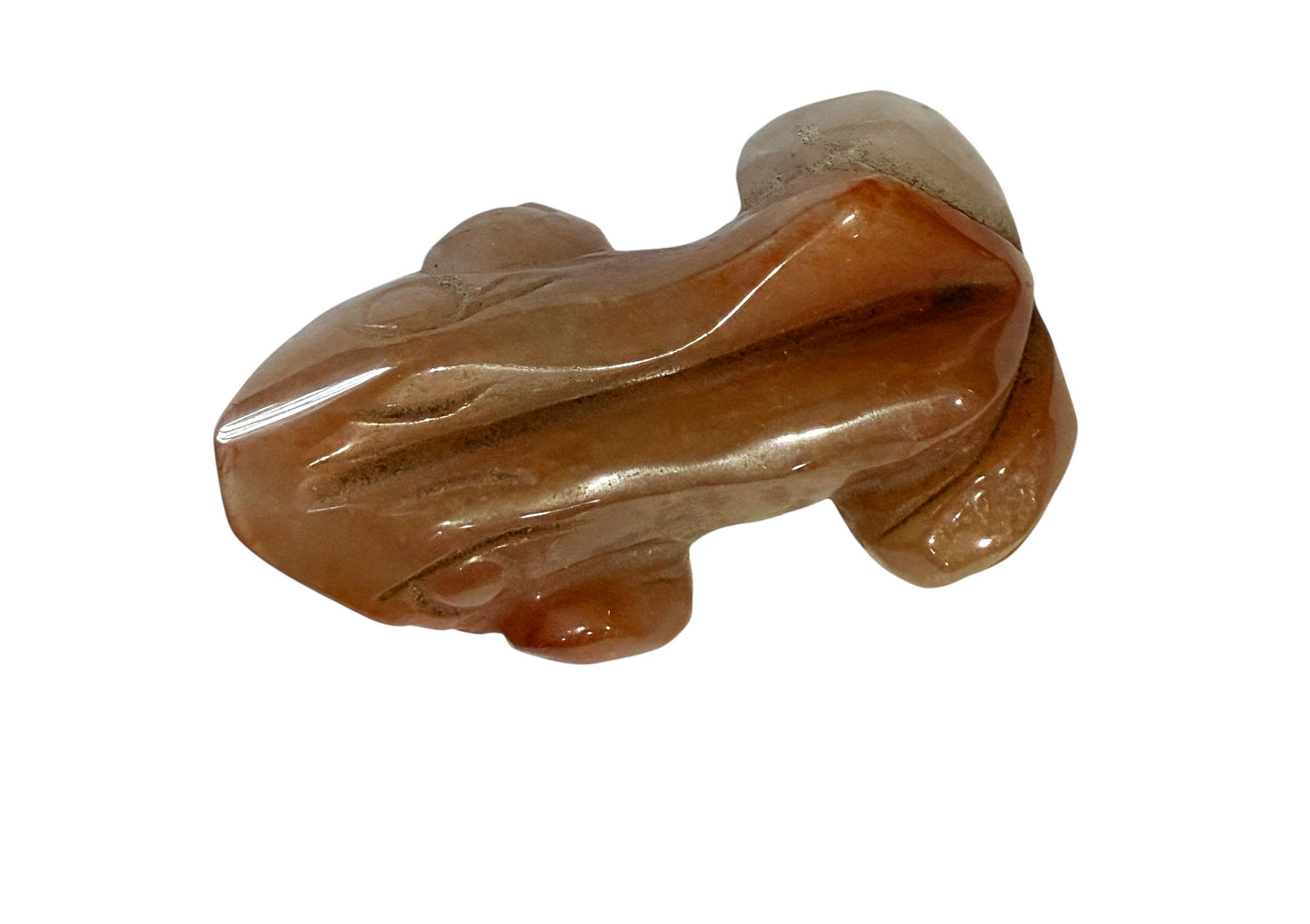 #389/89 Vintage set of two hand-carved frog sculptures/ soapstone /agate