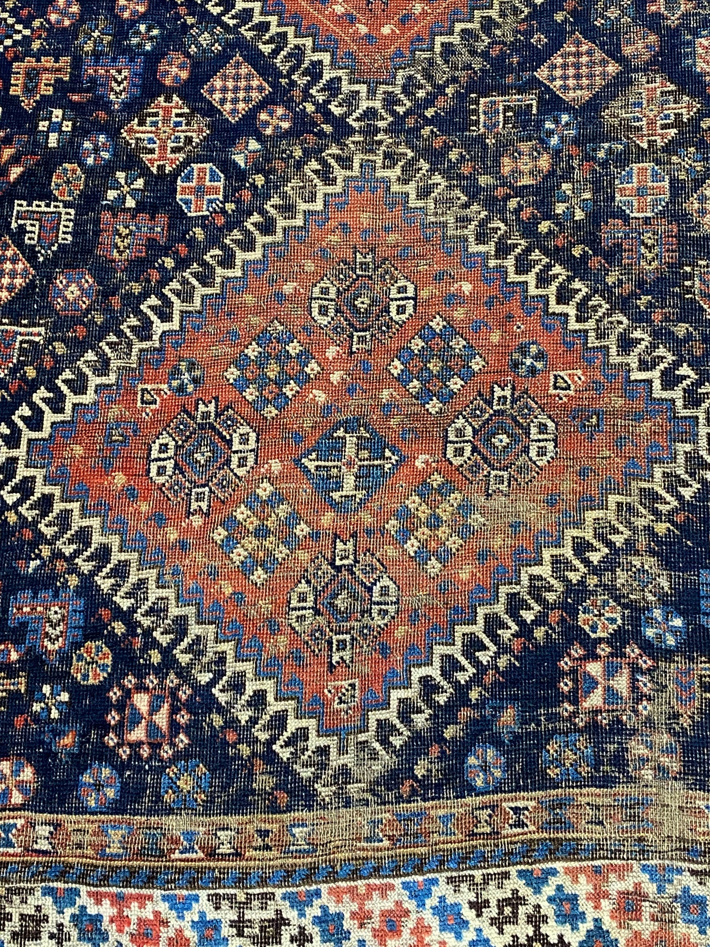 #7153   Rare Antique Tribal  Persian  Kamseh  /Qasqai Rug  7' 6" BY 4'.9"