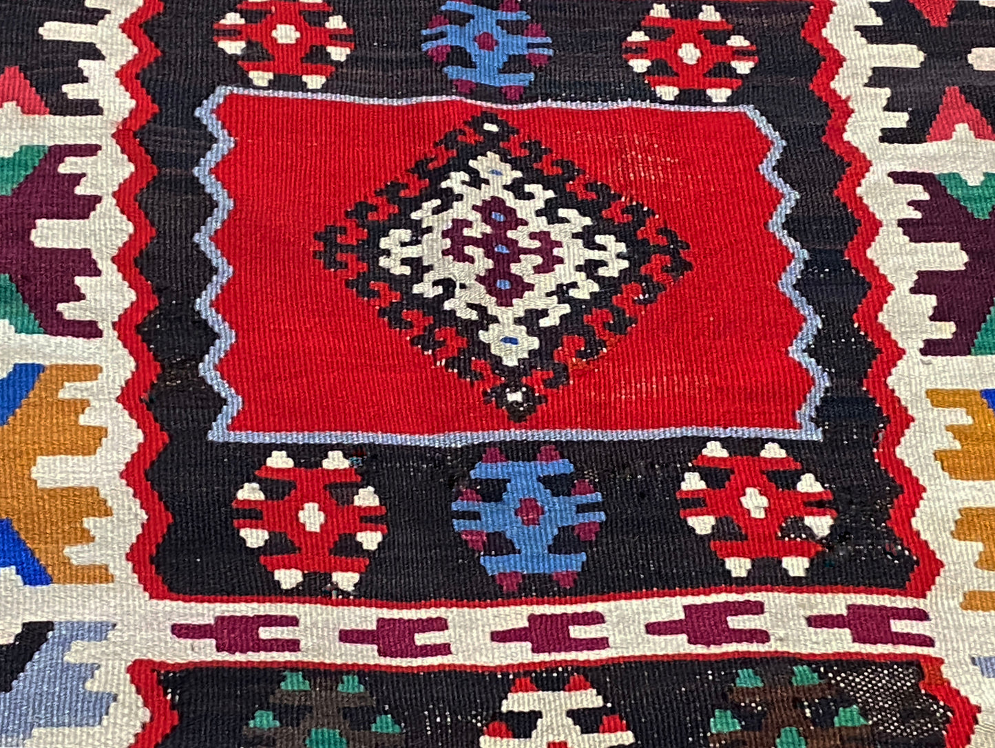 #7154  Tribal Old Hand Knotted Wool  Anatolian  Kilim Runner  Rug, Anatolian 114"