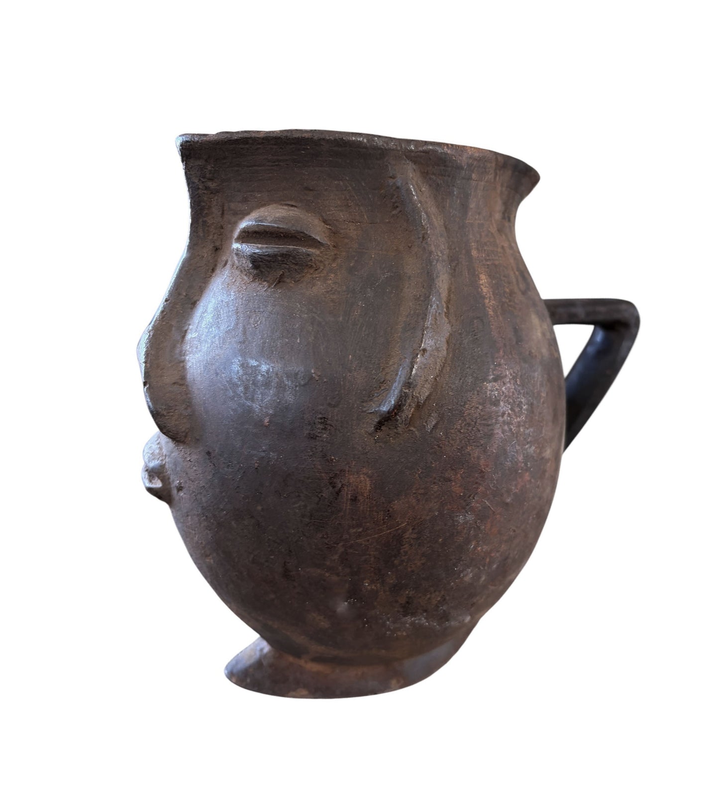 #6606 Vintage  Kuba wooden Cup Figural Head Congo 8.5"H