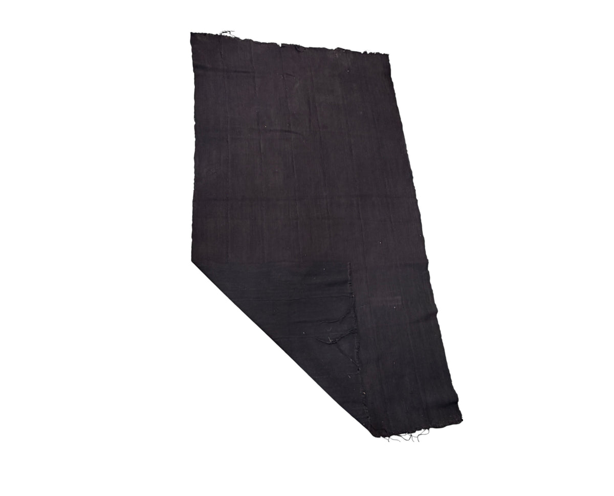 #232 African Solid  Black Mud Cloth Textile / Blanket 60" by 42"