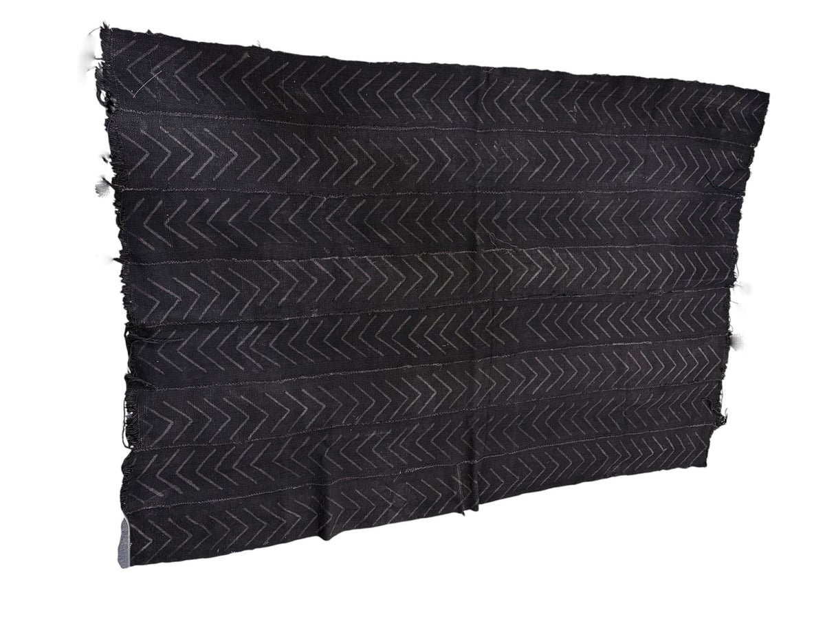 # 7384 African Black and gray  Mud Cloth Textile Mali 60" by 44"