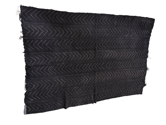 # 7384 African Black and gray  Mud Cloth Textile Mali 60" by 44"