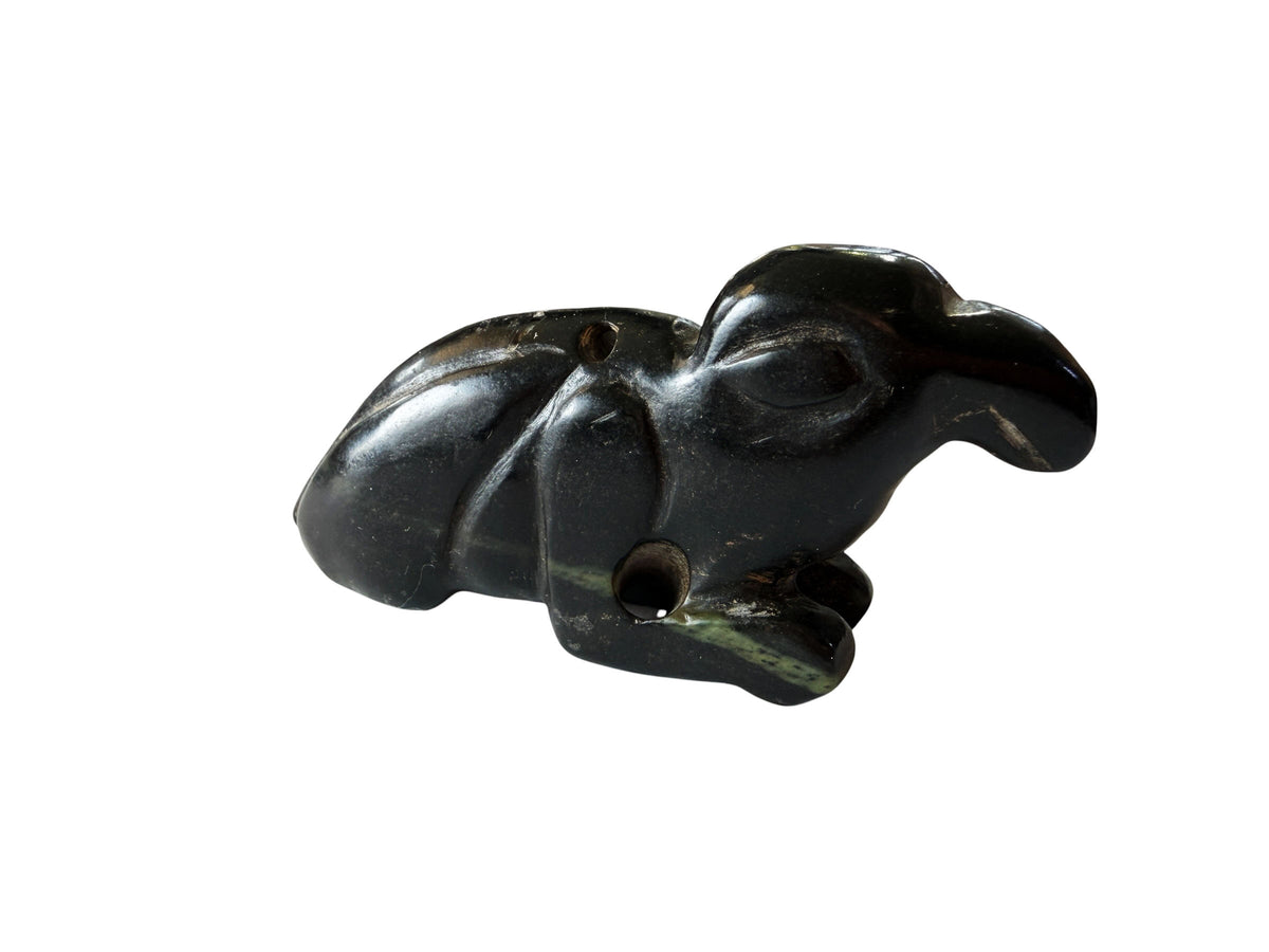 #468  HongShan  Style Culture Black carved Jade  Primitive figure of a bird  1.5" H