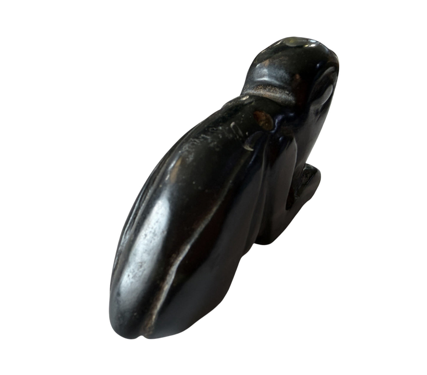 #468  HongShan  Style Culture Black carved Jade  Primitive figure of a bird  1.5" H