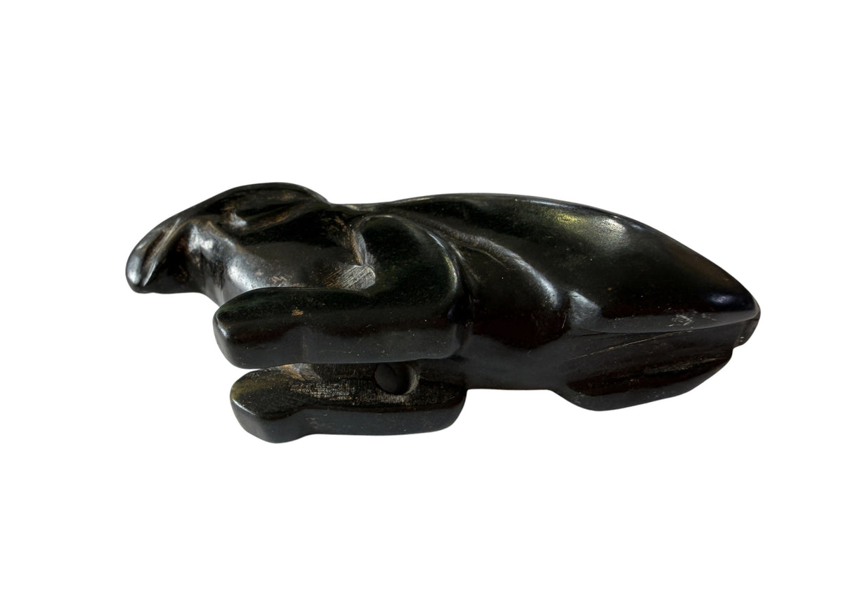 #468  HongShan  Style Culture Black carved Jade  Primitive figure of a bird  1.5" H