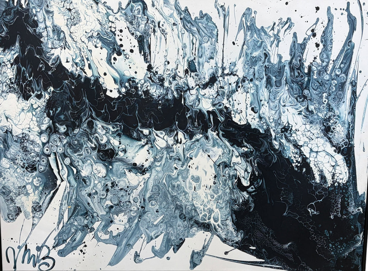 #104 Fluid Acrylic Art On Stretched Canvas On A Wood Frame 49" by 37"