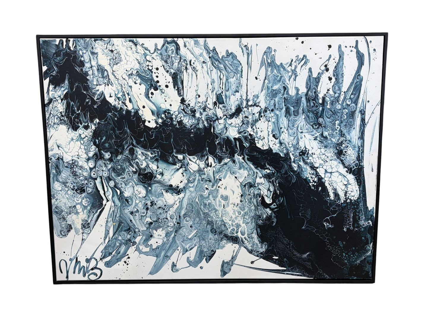#104 Fluid Acrylic Art On Stretched Canvas On A Wood Frame 49" by 37"