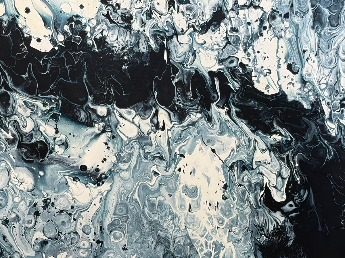 #104 Fluid Acrylic Art On Stretched Canvas On A Wood Frame 49" by 37"