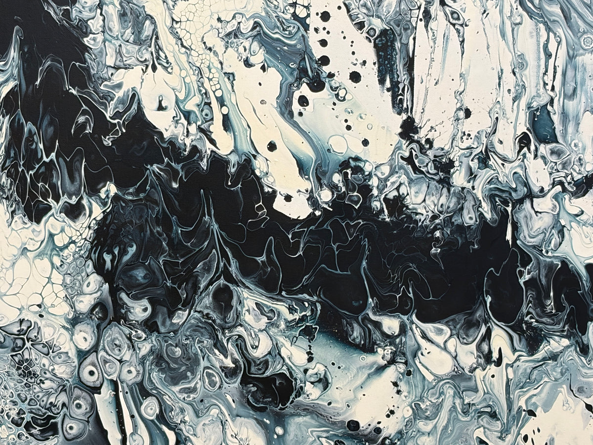 #104 Fluid Acrylic Art On Stretched Canvas On A Wood Frame 49" by 37"