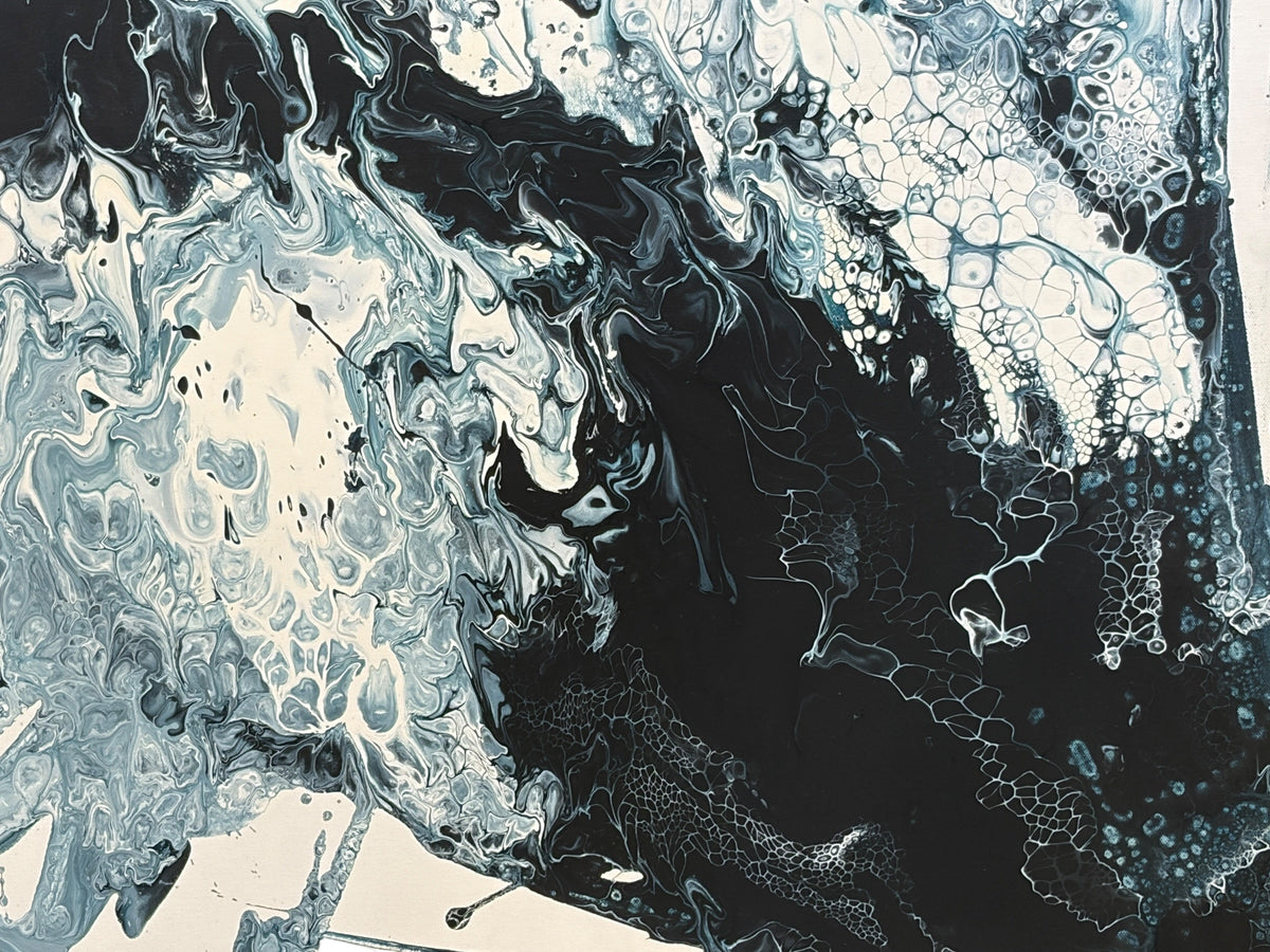 #104 Fluid Acrylic Art On Stretched Canvas On A Wood Frame 49" by 37"