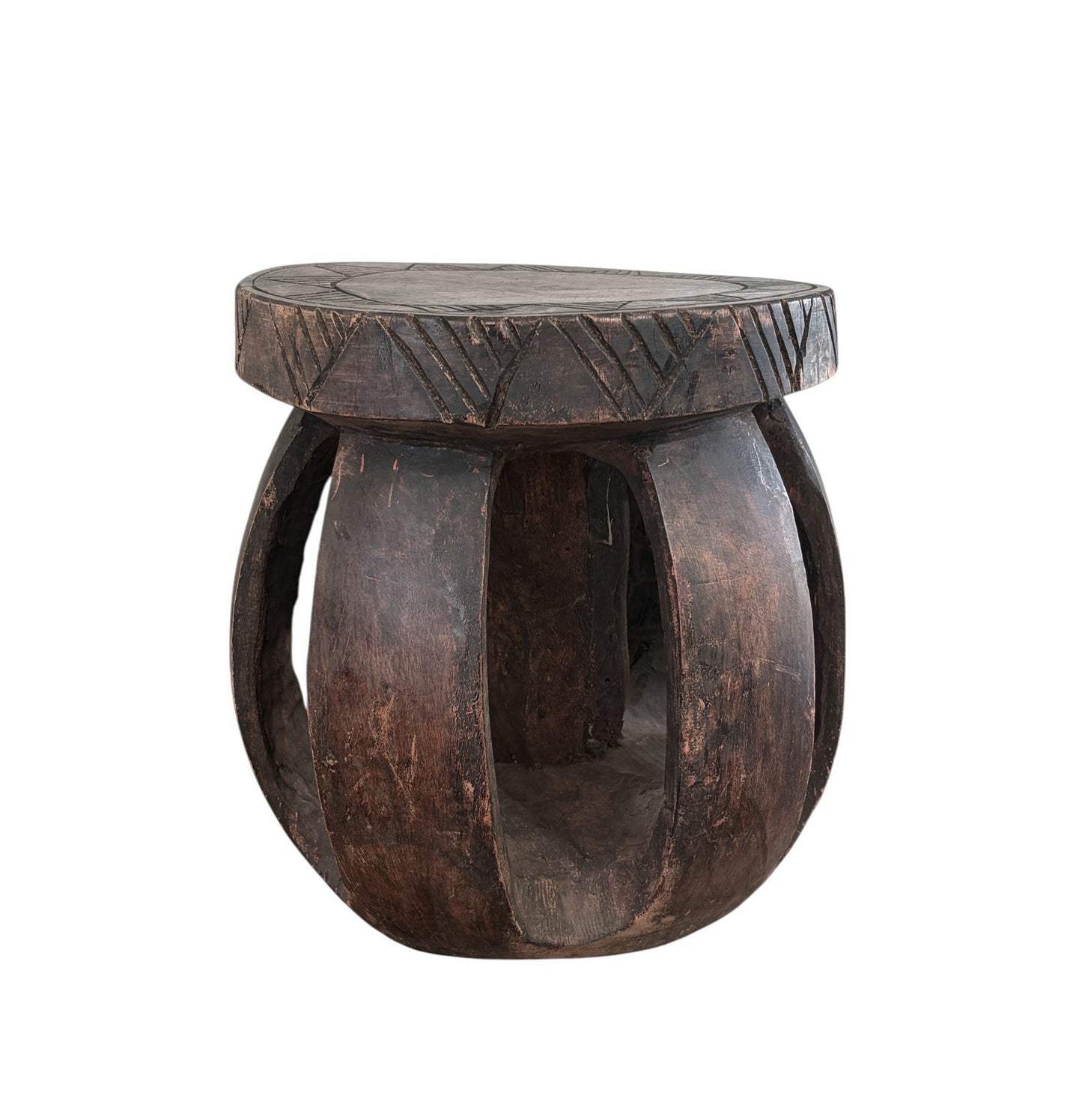 #6670 Vintage Rustic African Baga Stool Guinea-Bissau 11.5" H