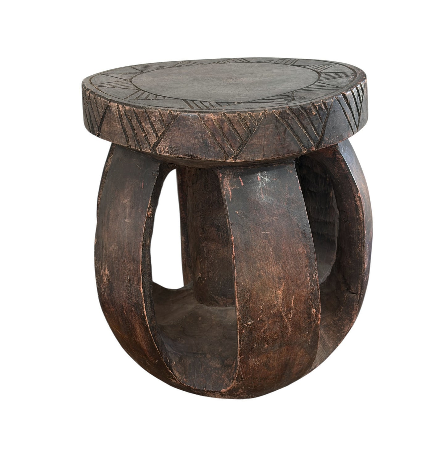 #6670 Vintage Rustic African Baga Stool Guinea-Bissau 11.5" H