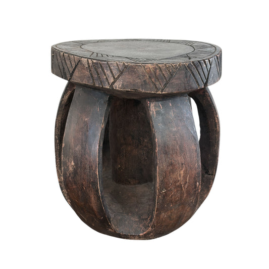 #6670 Vintage Rustic African Baga Stool Guinea-Bissau 11.5" H