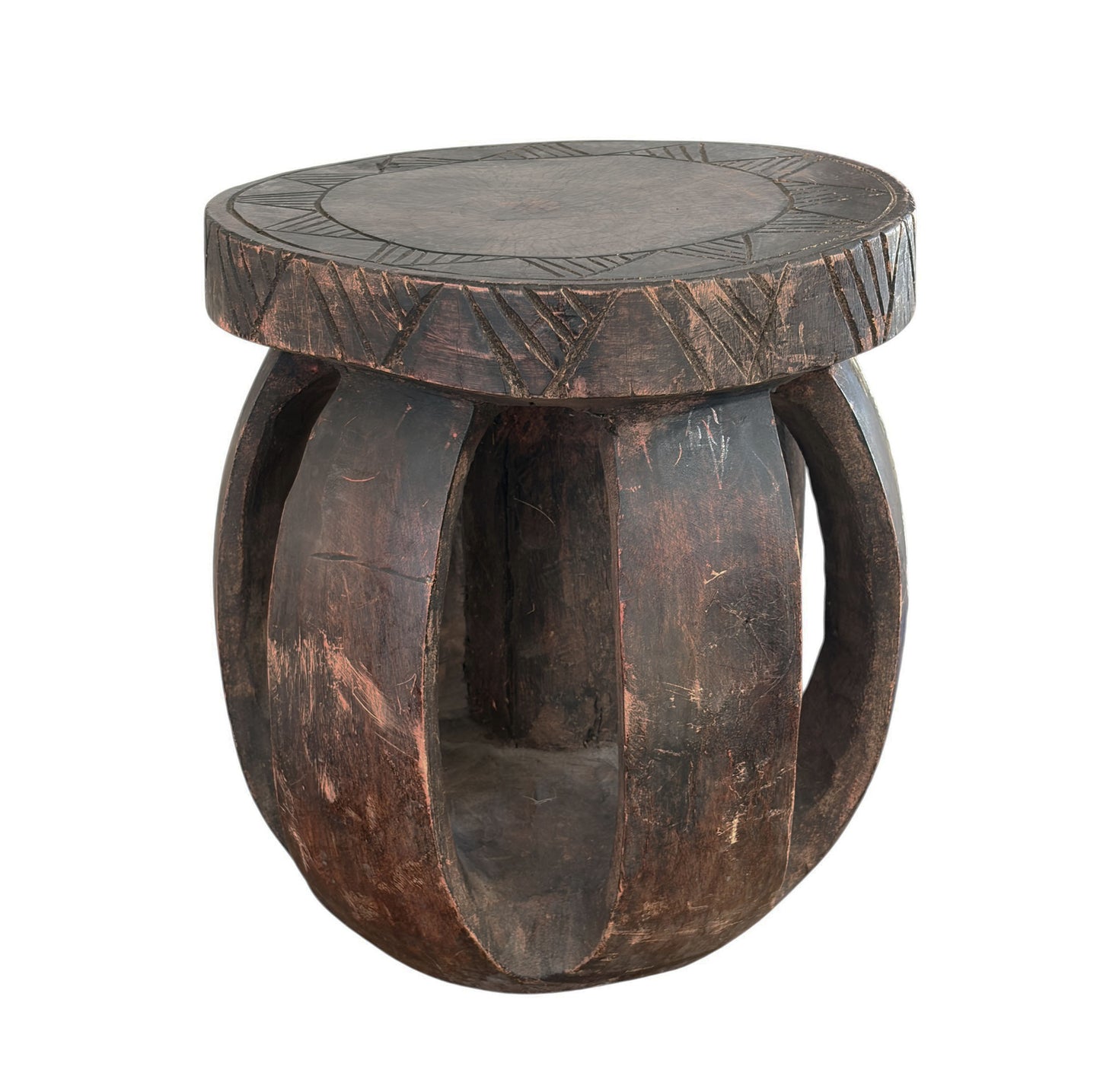 #6670 Vintage Rustic African Baga Stool Guinea-Bissau 11.5" H