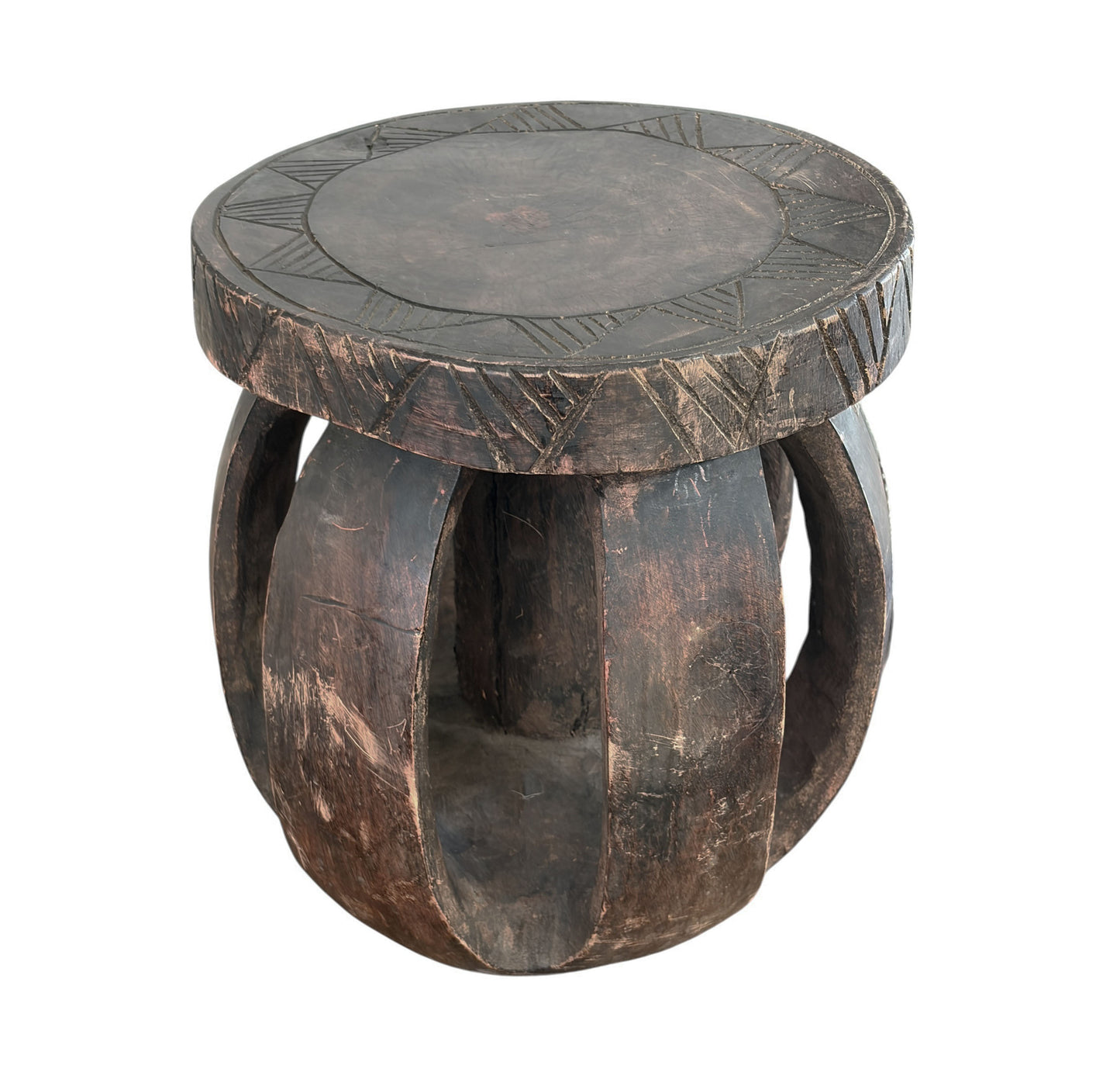 #6670 Vintage Rustic African Baga Stool Guinea-Bissau 11.5" H