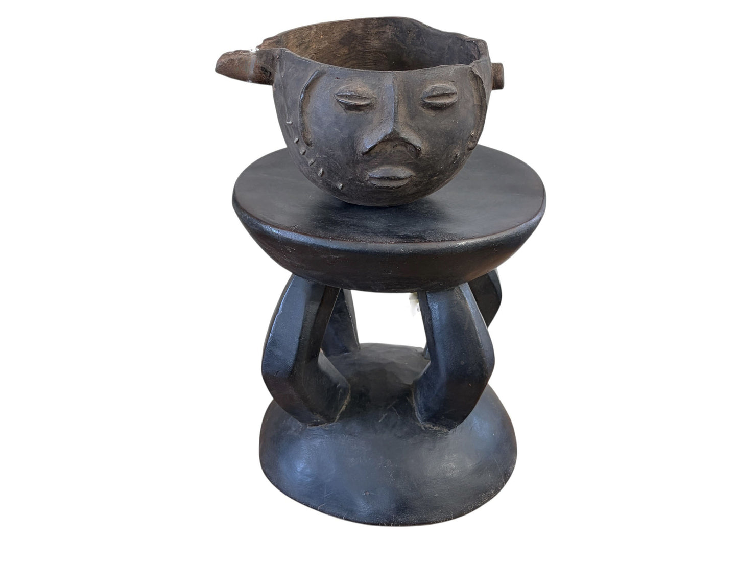#667 African Vintage Carved Wood Milk Stool Hehe Gogo People Tanzania 11" H