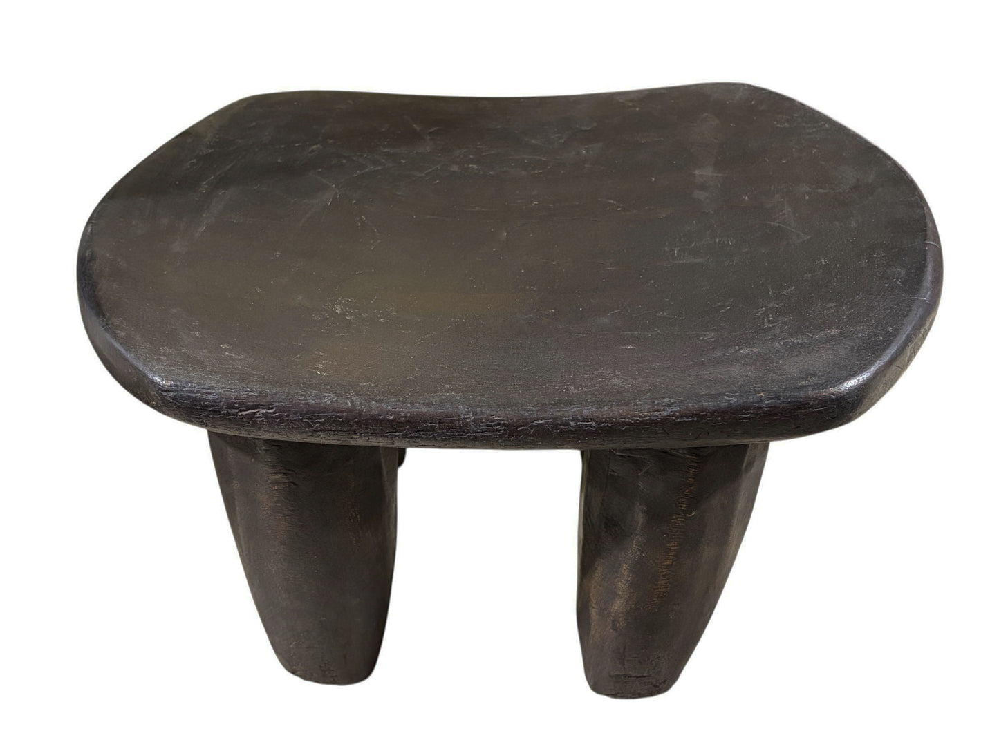 # 4344 Vintage  African Carved Wood Senufo milk Stool 14" W