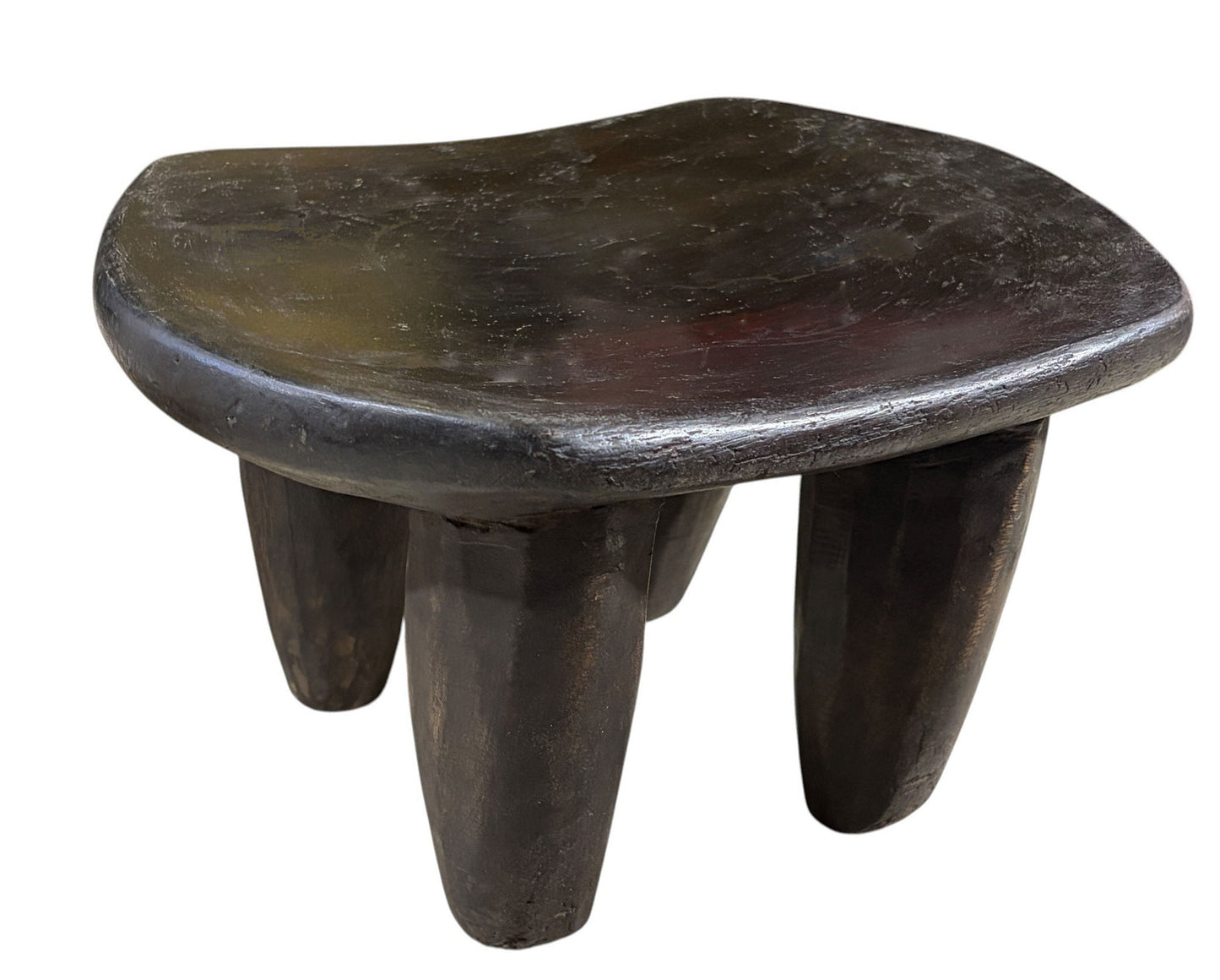 # 4344 Vintage  African Carved Wood Senufo milk Stool 14" W