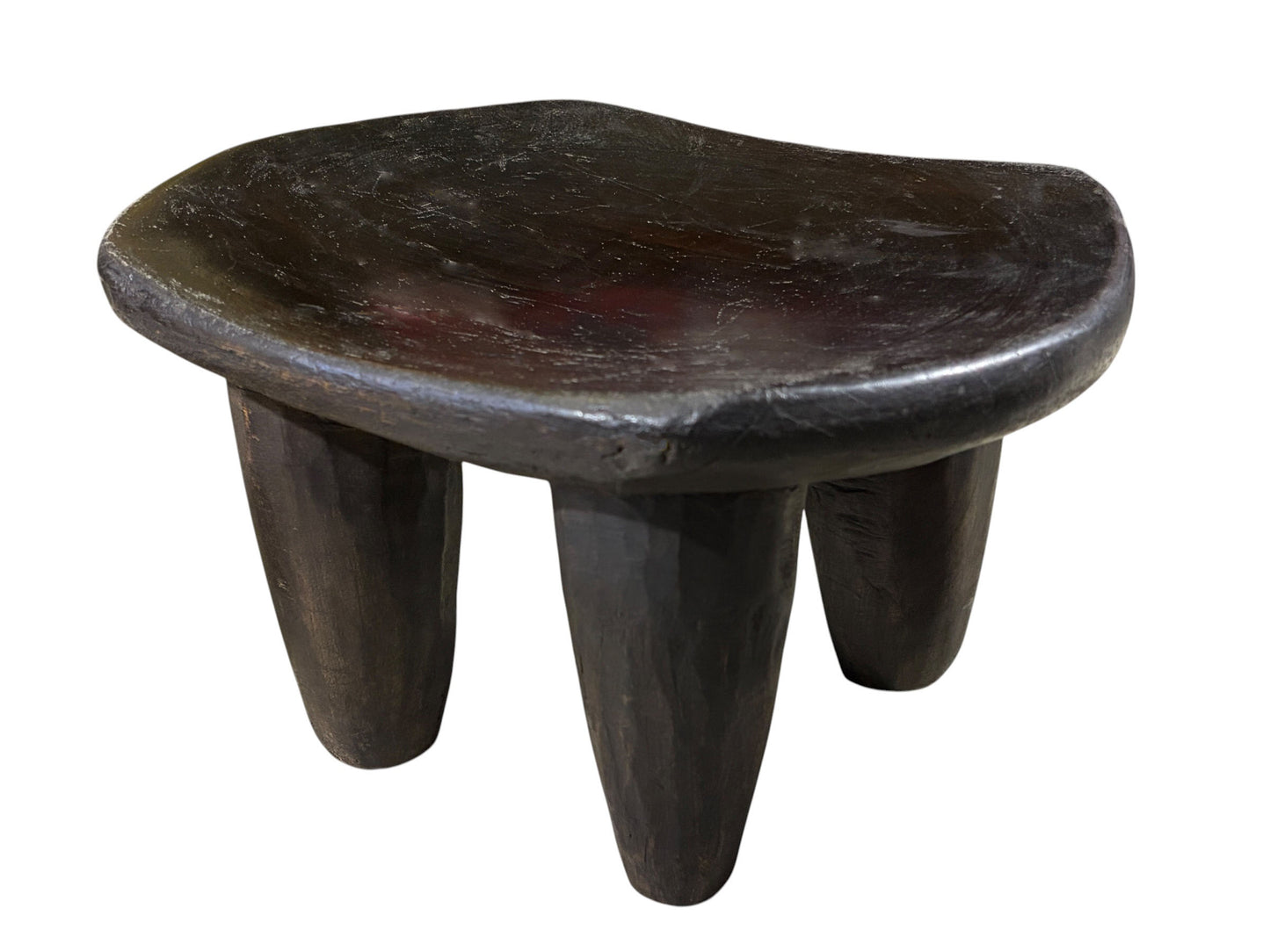 # 4344 Vintage  African Carved Wood Senufo milk Stool 14" W