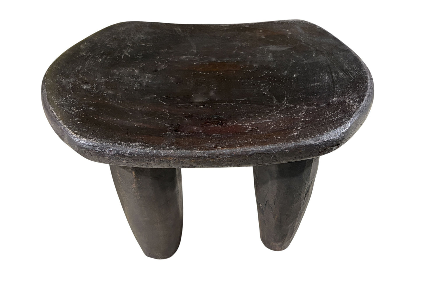 # 4344 Vintage  African Carved Wood Senufo milk Stool 14" W
