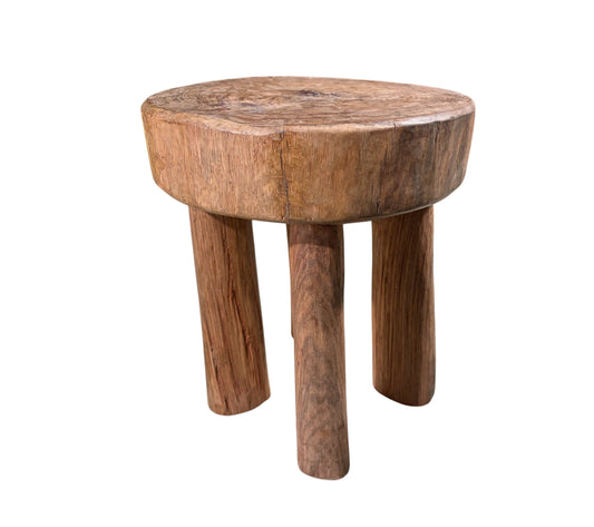 #5992 African Vintage Carved Wood Milk Stool Hehe Gogo People Tanzania 13" H