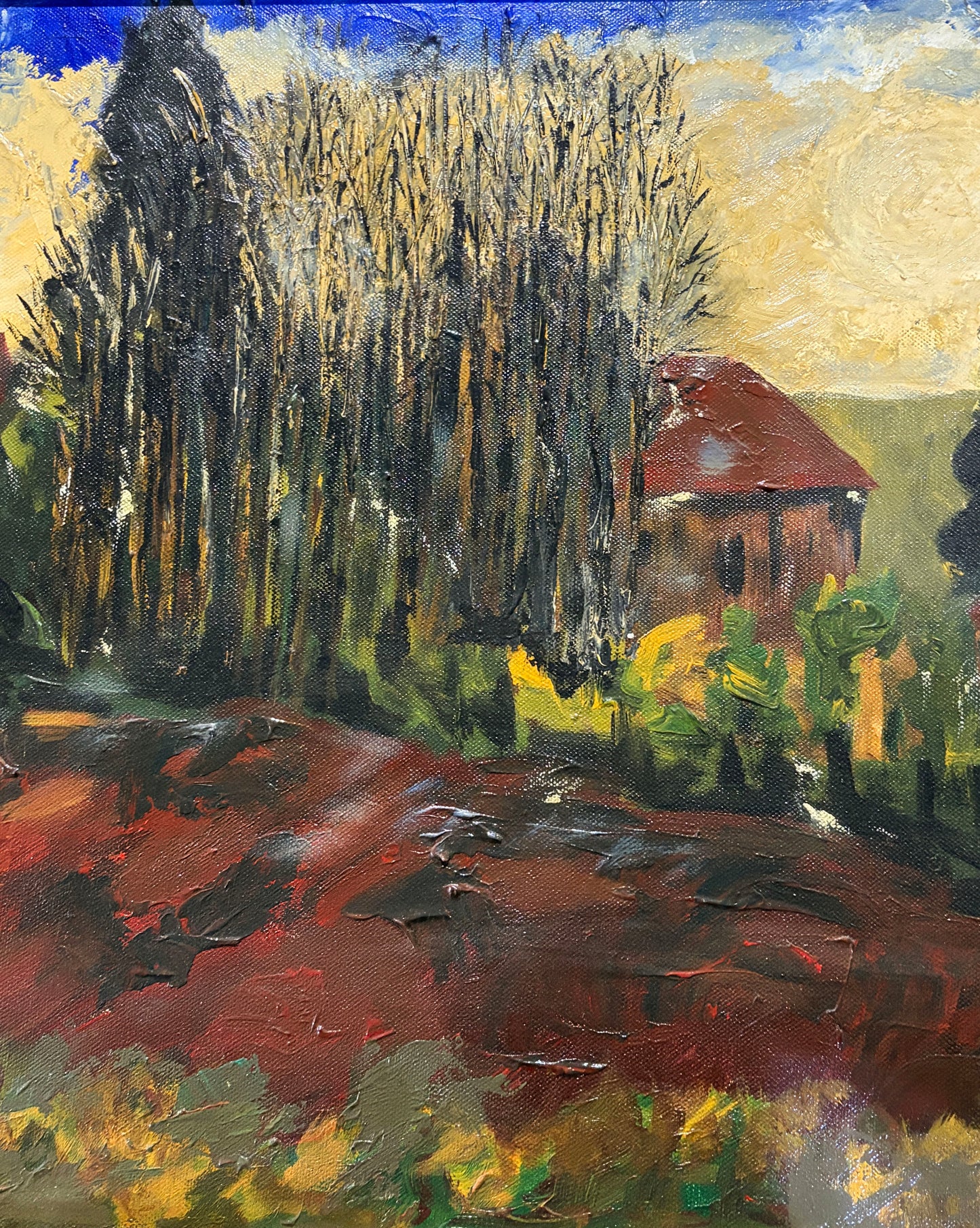 #105 Vintage Acrylic Landscape Painting On Canvas  Framed