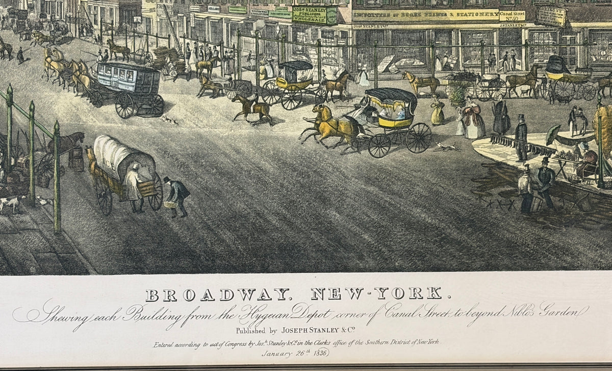 #107 lithography of 19th  Broadway Panoramic by Stanley" 39.75"W