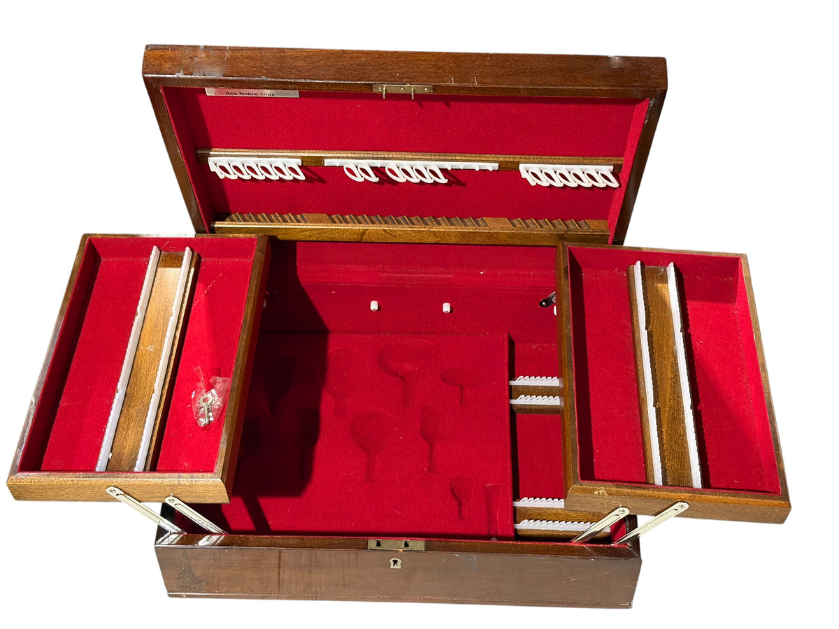 #689 Vintage Wood Silverware Flatware Storage  Box