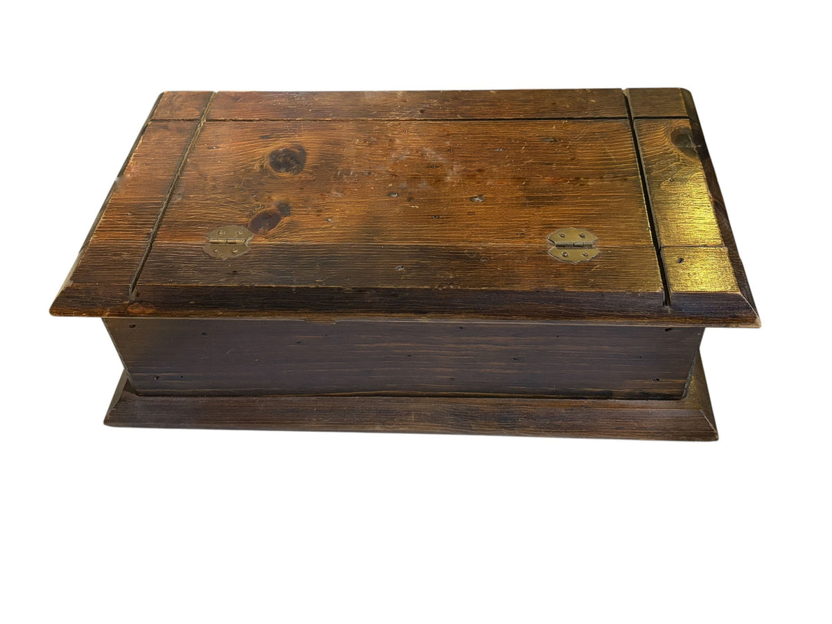 #688 Vintage Solid Wood Jewelry /Trinket Box 16" W