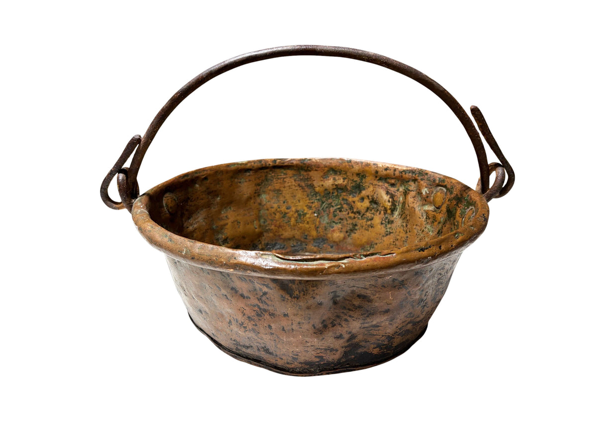 #6738 Great Old French Copper  Pan w/handle  16" W