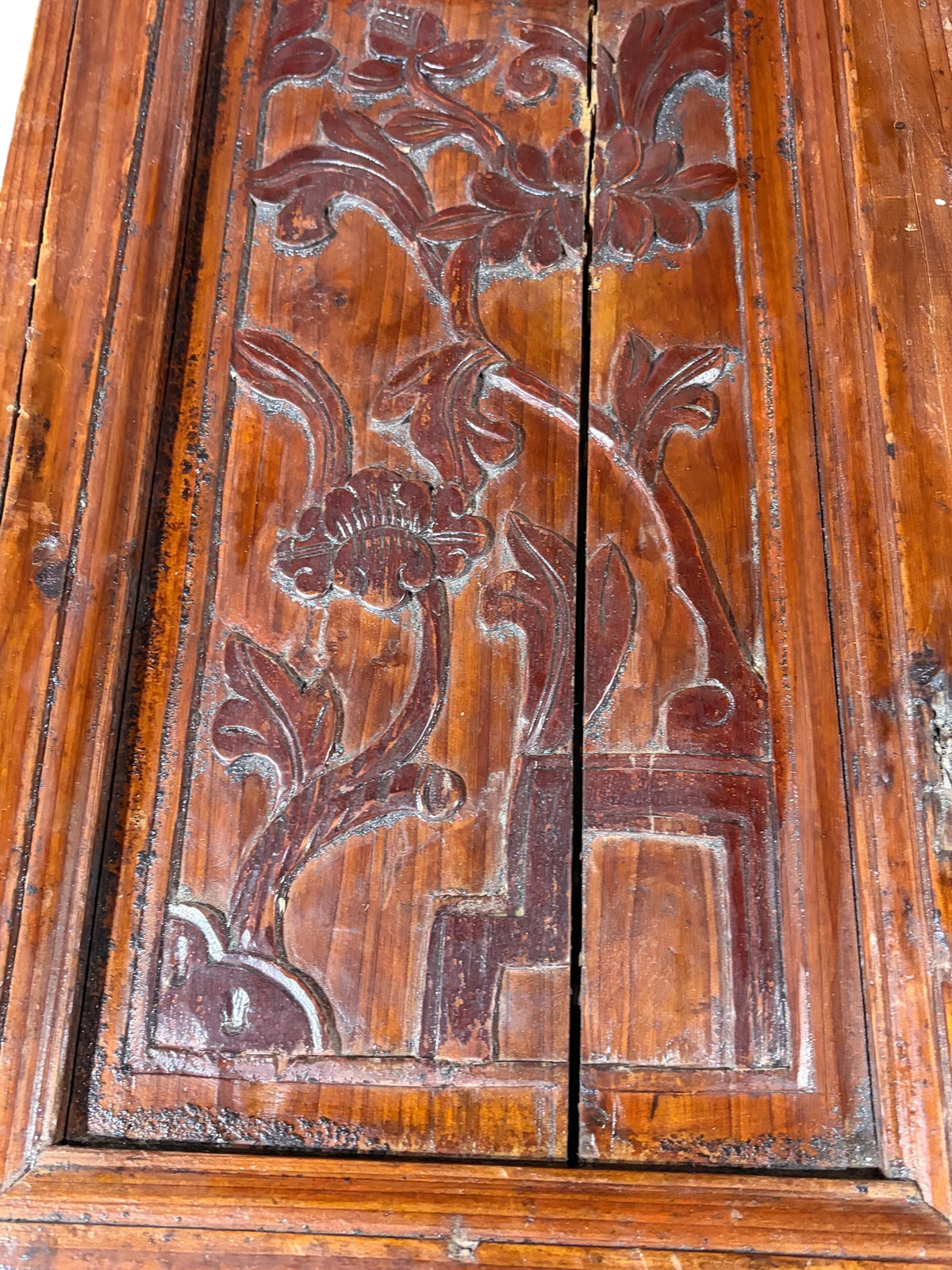 #10 Antique Chinoiserie  Wooden Wall Hanging Panel  49.5" H