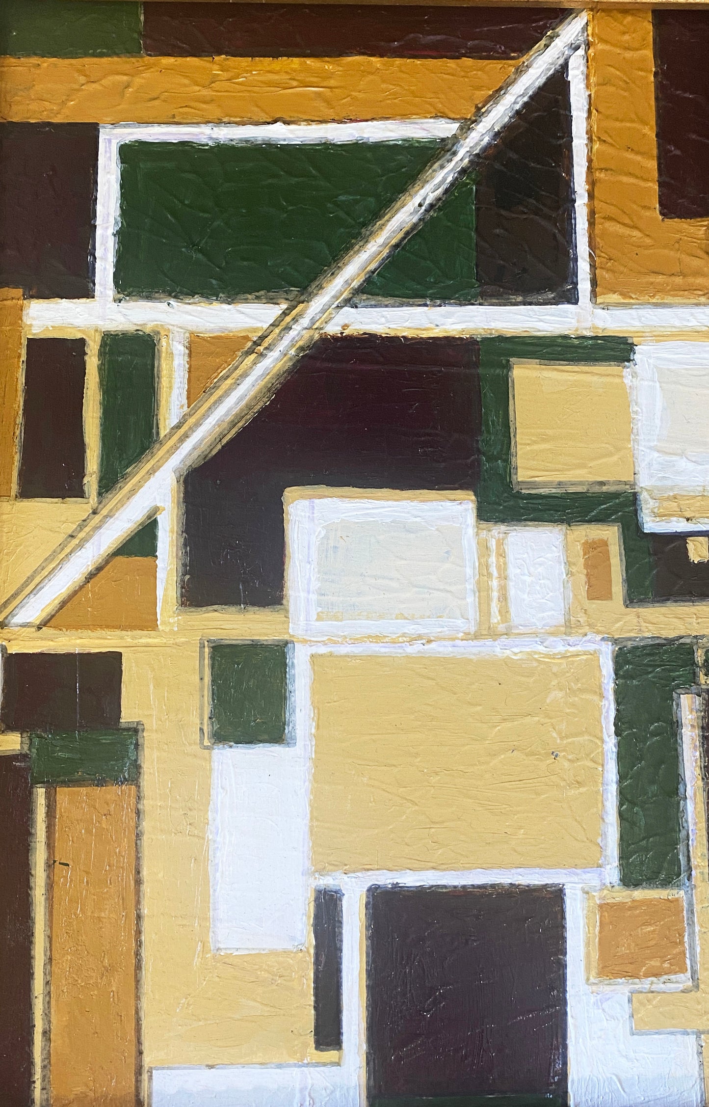 #80 Acrylic on  Wood  Abstract "Les Fenêtres" Yjr Framed