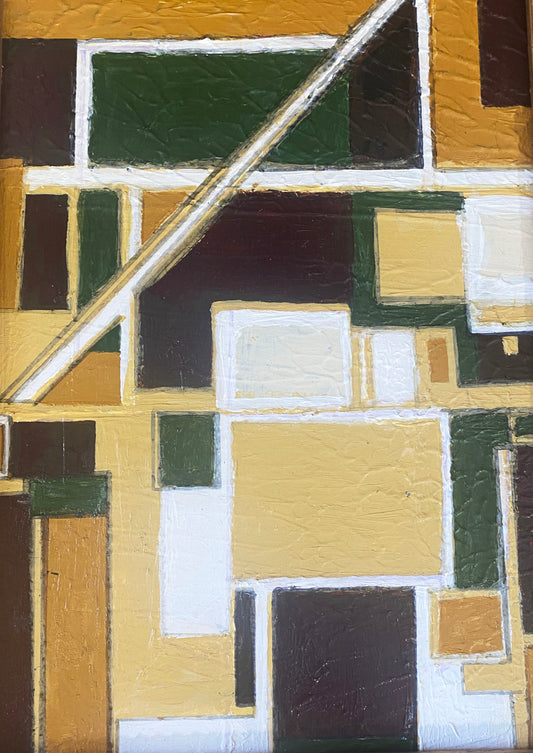 #80 Acrylic on  Wood  Abstract "Les Fenêtres" Yjr Framed