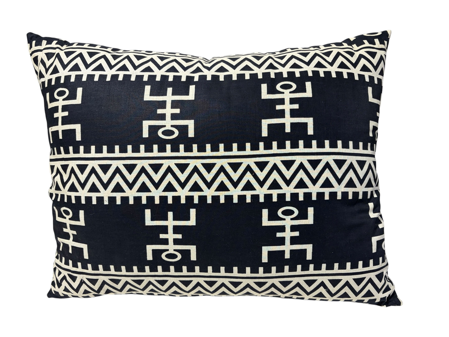 #2196 African Custom Made Black and White Kente Cloth Pillow 24"