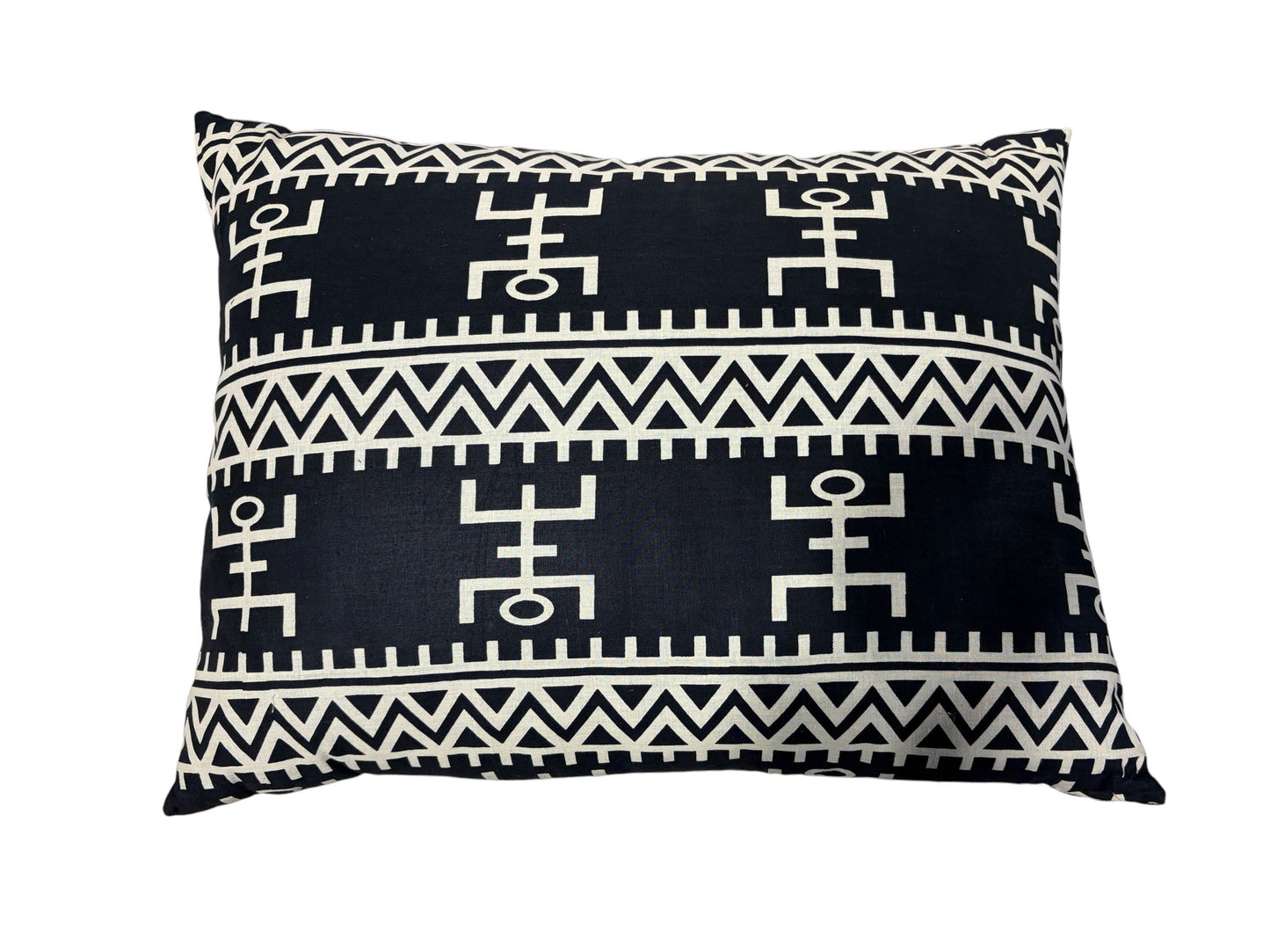 #2196 African Custom Made Black and White Kente Cloth Pillow 24"