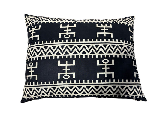 #2196 African Custom Made Black and White Kente Cloth Pillow 24"