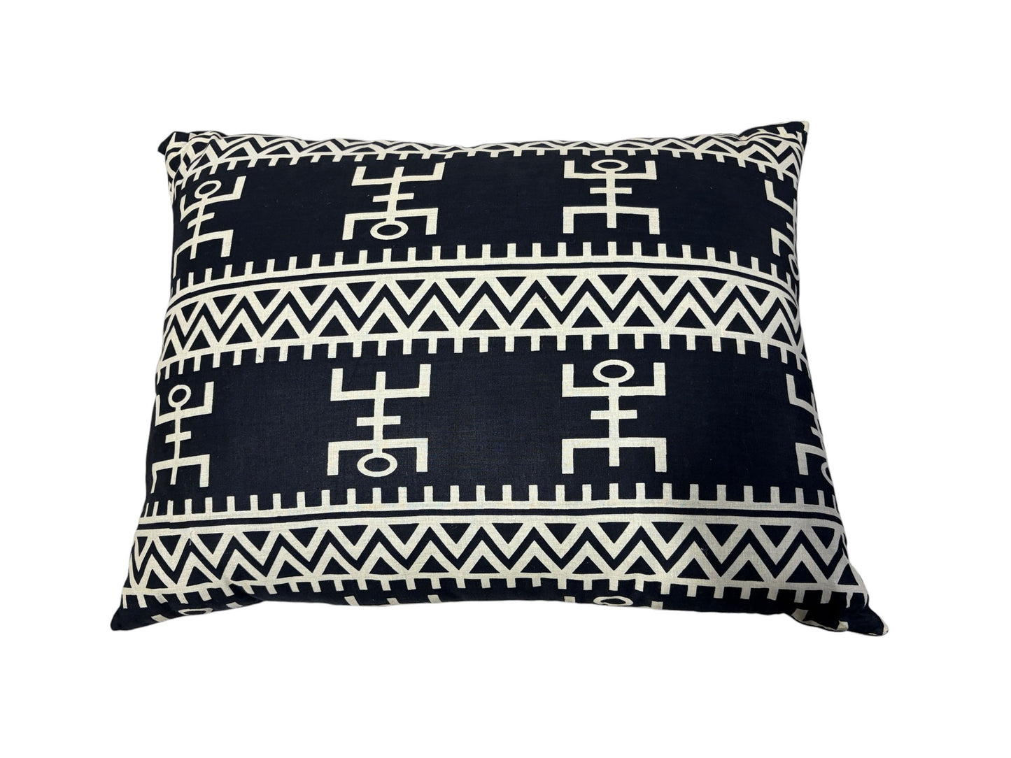 #2196 African Custom Made Black and White Kente Cloth Pillow 24"