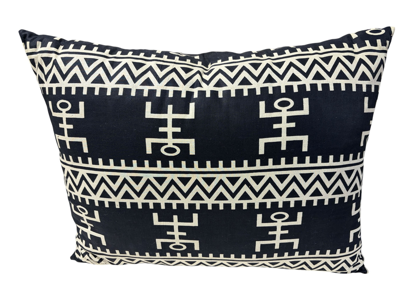 #2196 African Custom Made Black and White Kente Cloth Pillow 24"